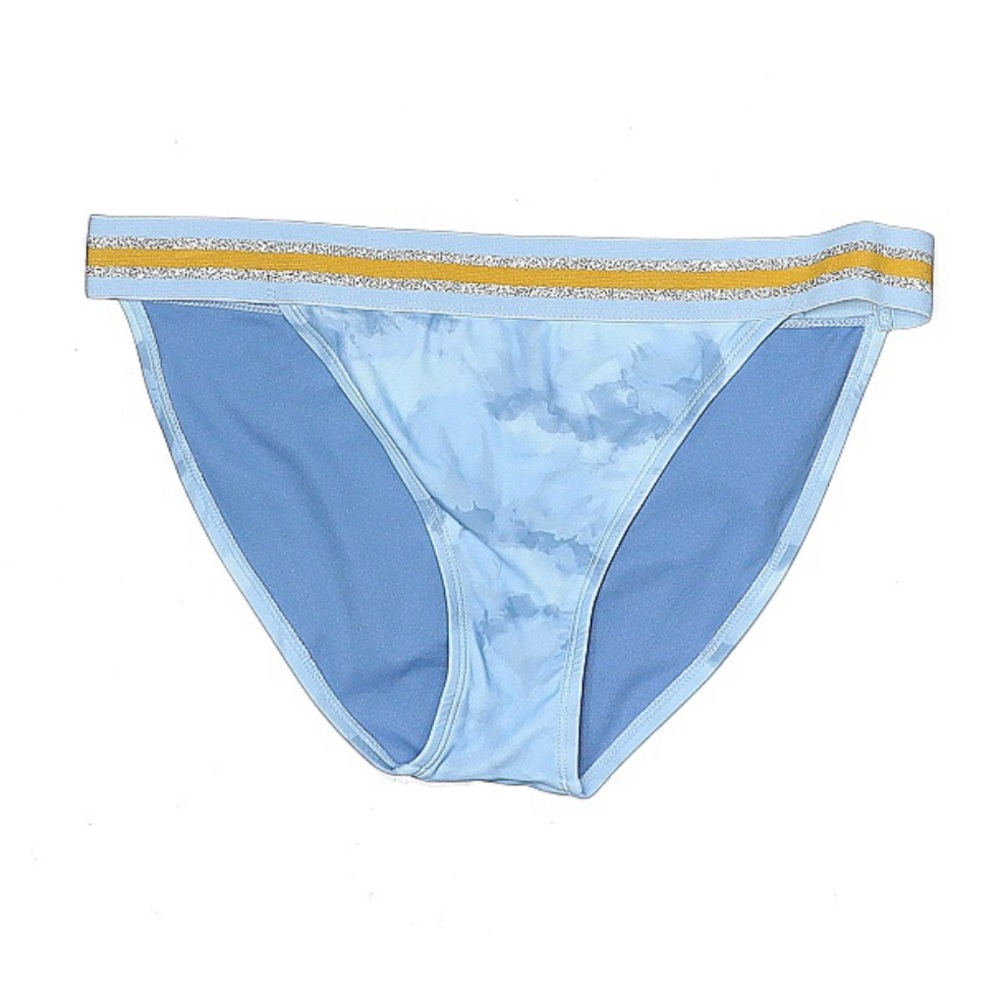 HULA HONEY Tie Dye Bikini Bottom Swim NWT Size Large Blue Silver